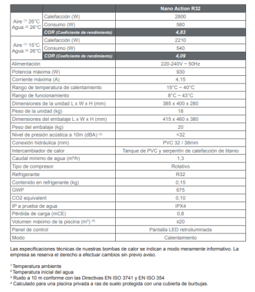 copy of Bomba de calor Poolex Nano Action